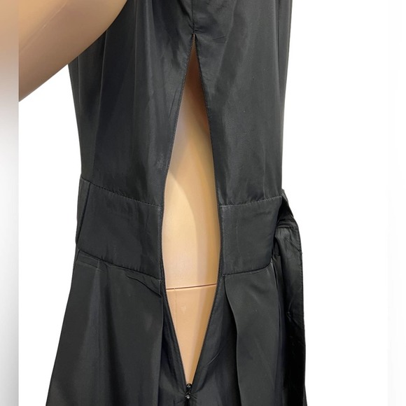 ZARA Basics Black Satin Feel Sleeveless MIDI Dress V-Neck Size Large - Picture 10 of 12